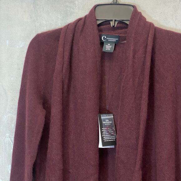 C BY BLOOMINGDALES Cashmere Women's Dark Raisin Open-Front Cardigan SZ XS - Picture 3 of 8